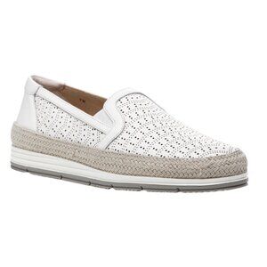 Vaneli Sport White Leather Loafers Quasar Perforated Slip-On Espadrille Size 10